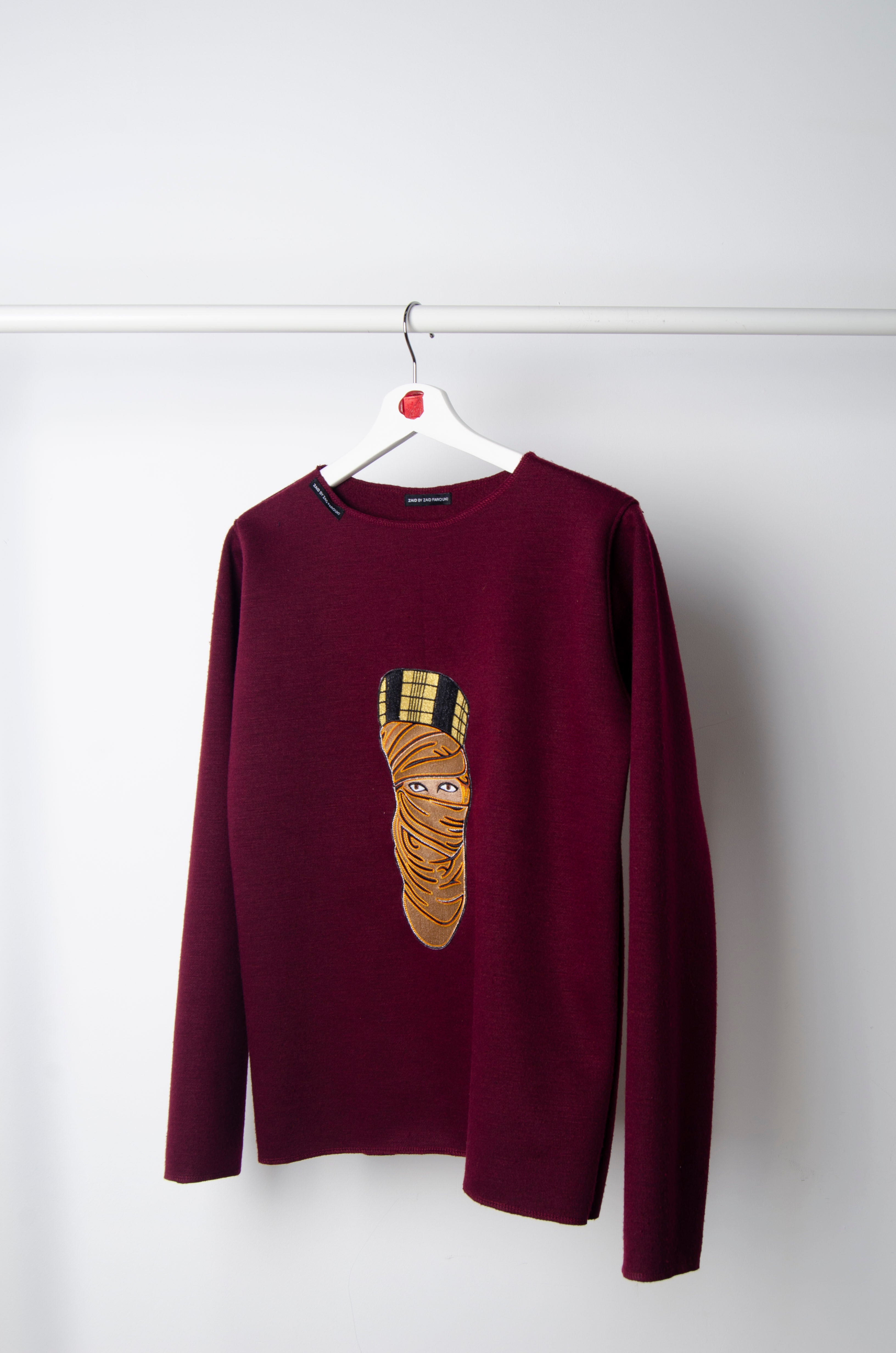 Maroon Motif Sweater - ZAID FAROUKI