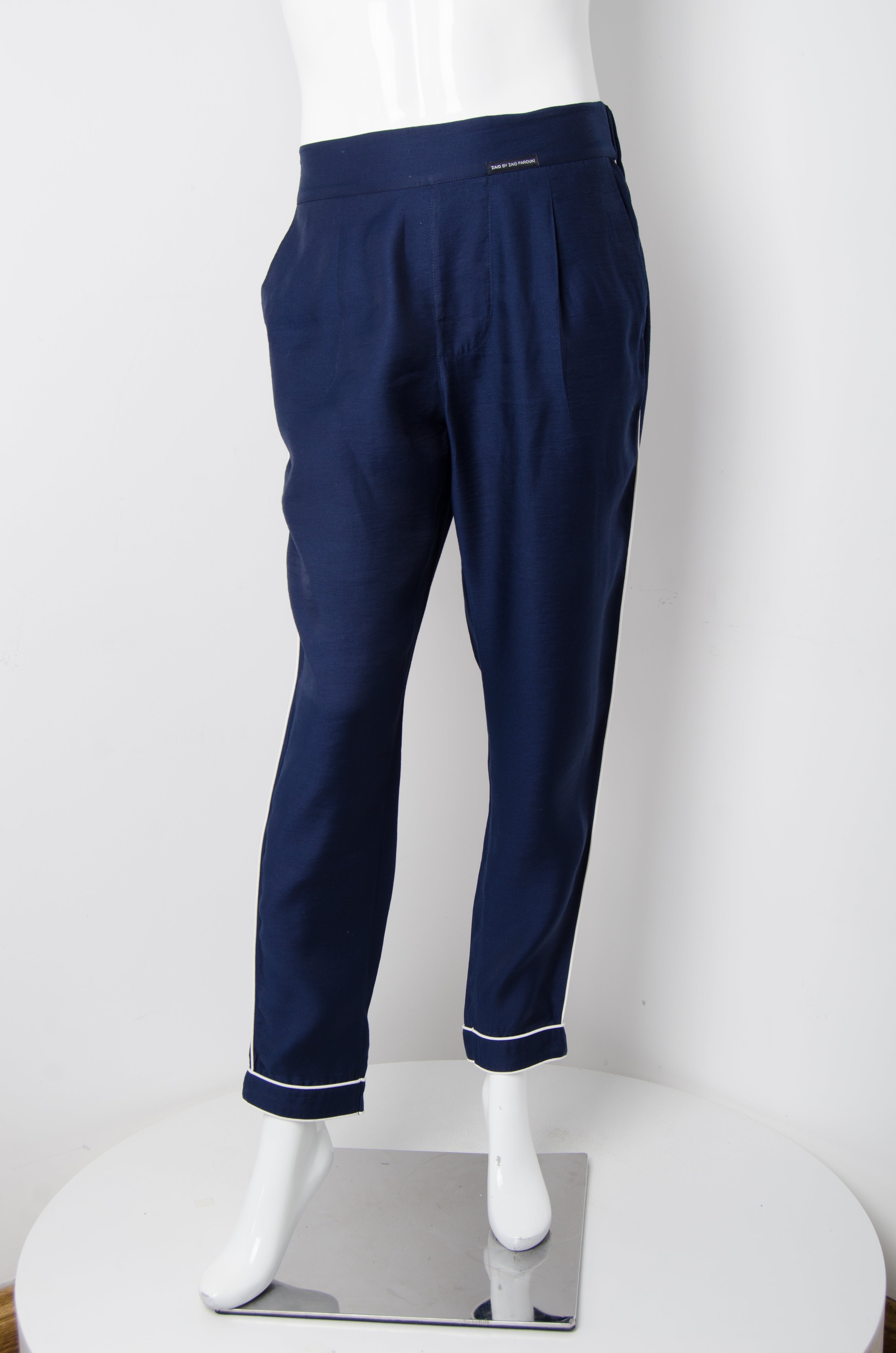 Navy Blue Pyjama Chic Pants - ZAID FAROUKI