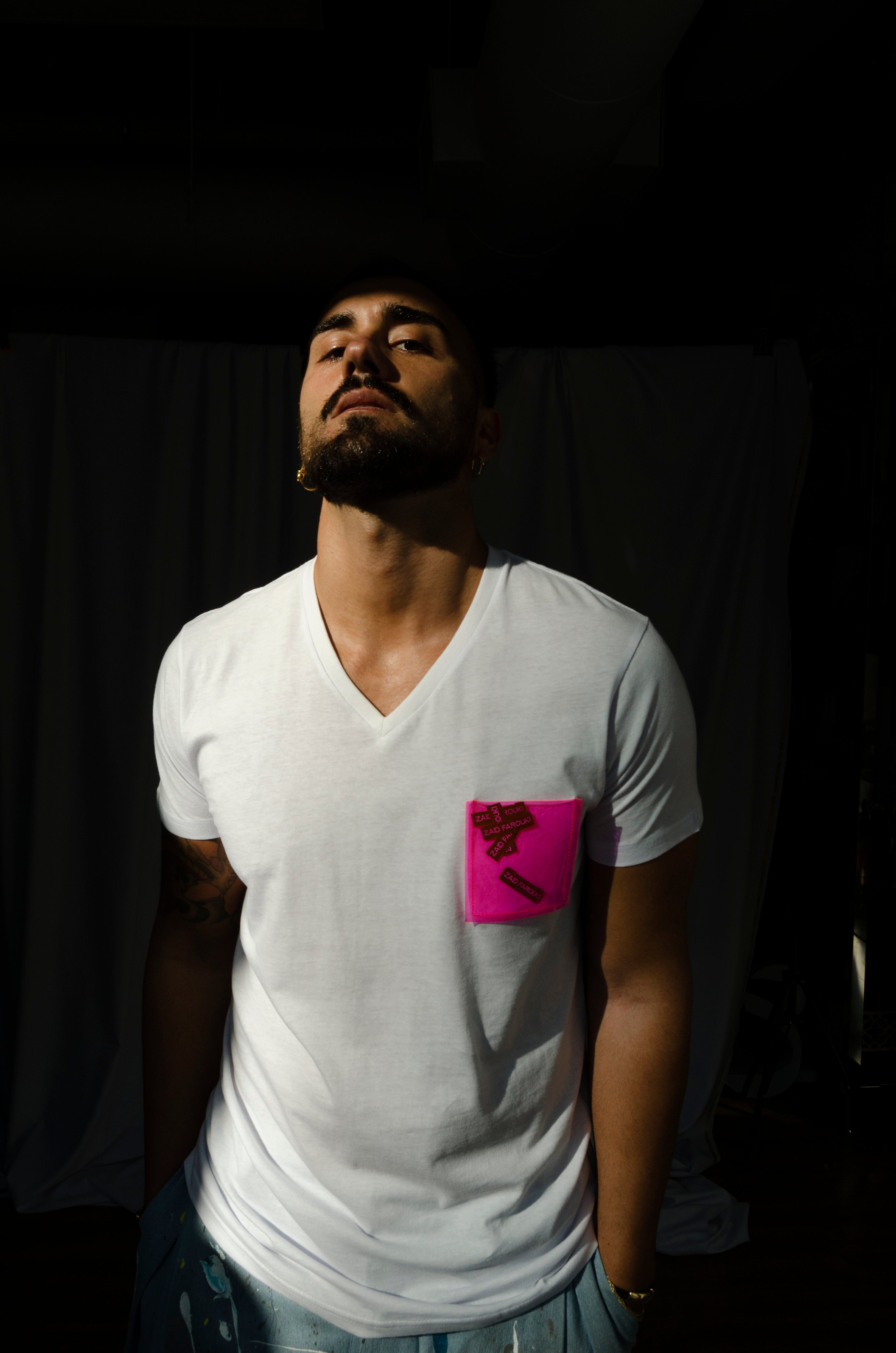 Vinyl Pocket White T-Shirt - ZAID FAROUKI