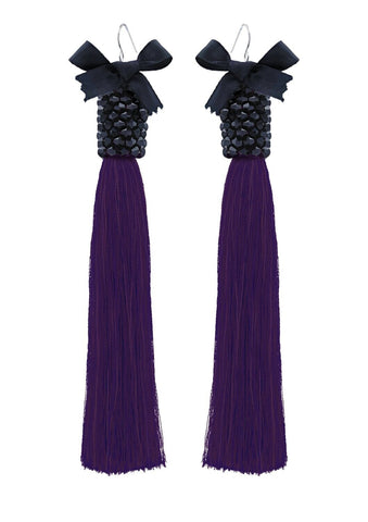 Purple Silk Tassel Earrings