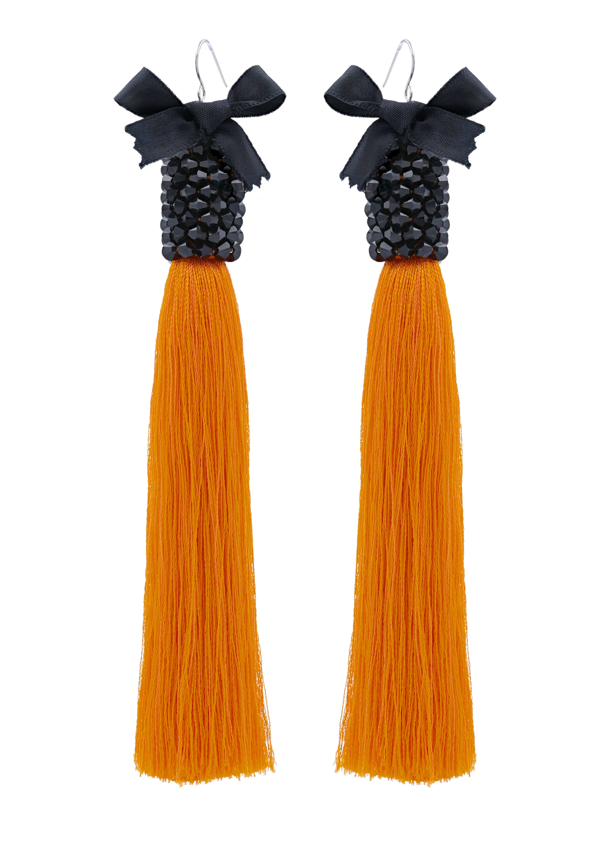 Orange Silk Tassel Earrings