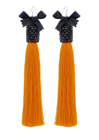 Orange Silk Tassel Earrings