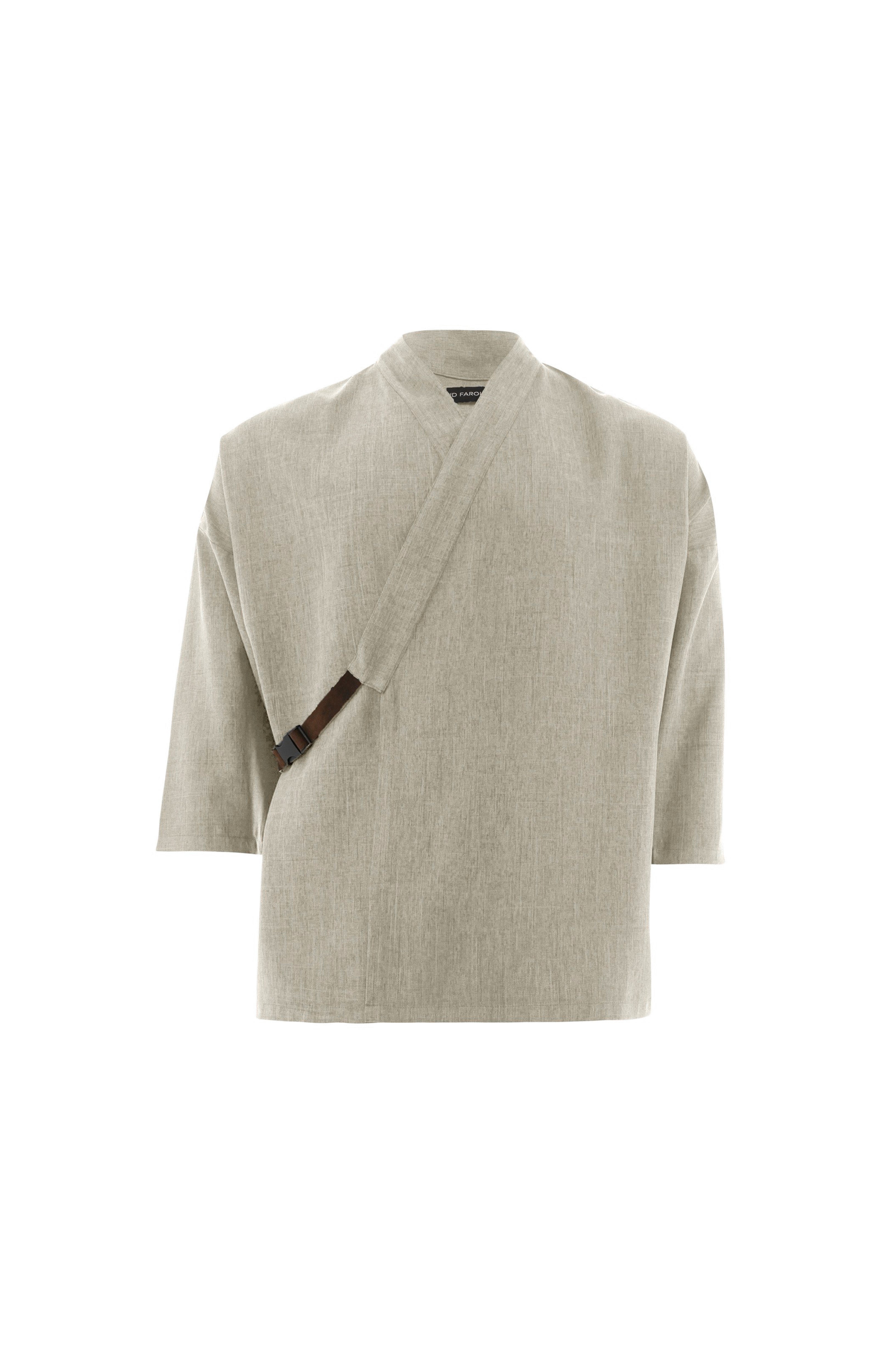 Green Beige Linden Wrap Top - ZAID FAROUKI