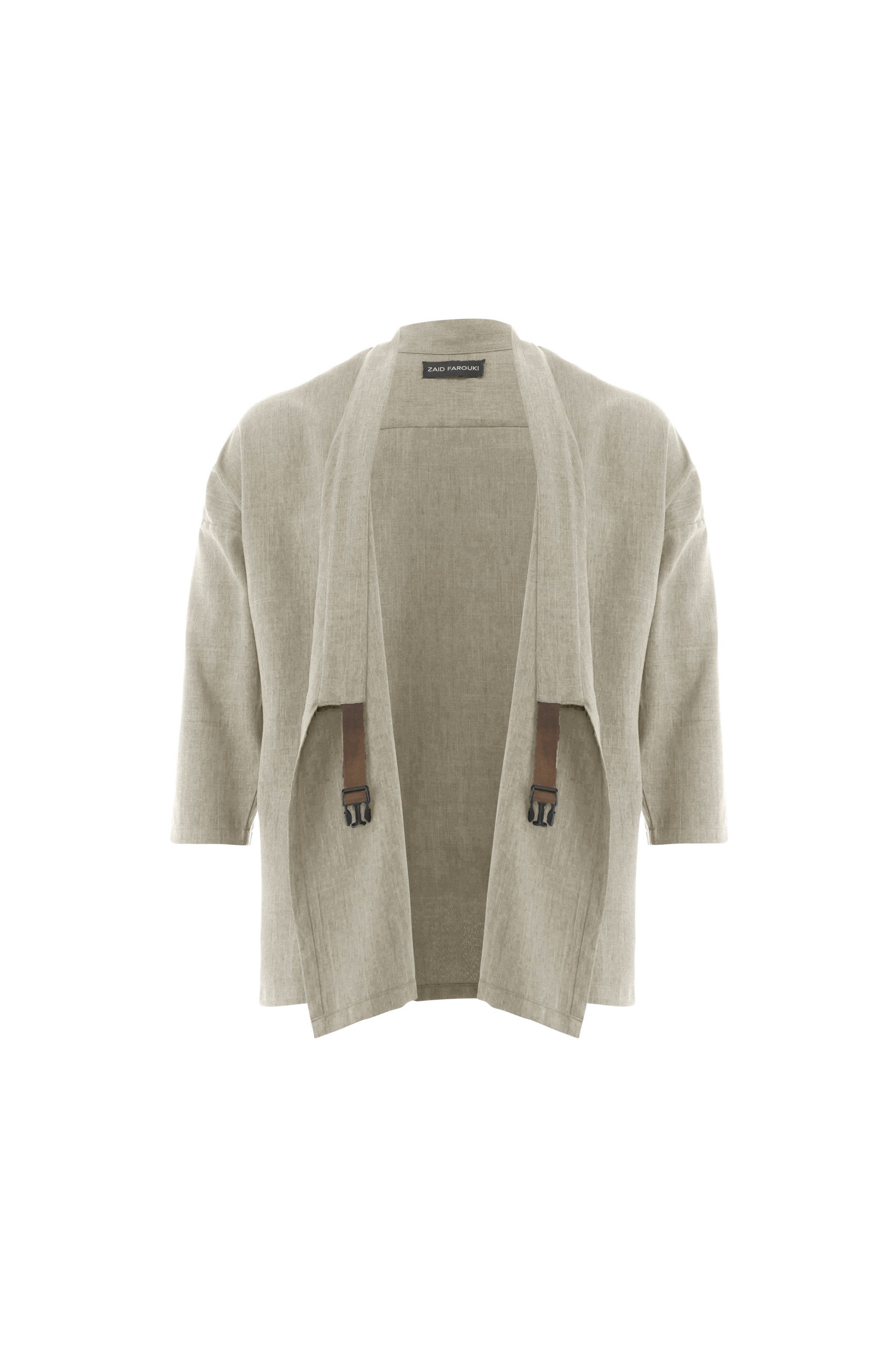 Green Beige Linden Wrap Top - ZAID FAROUKI