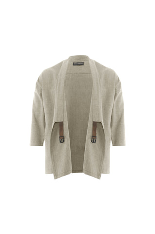 Green Beige Linden Wrap Top - ZAID FAROUKI