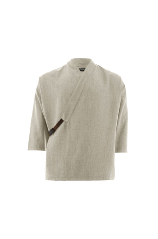 Green Beige Linden Wrap Top - ZAID FAROUKI