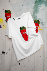UAE 50th National Day Mystique White T-shirt w/ Red Face Embroidery - ZAID FAROUKI