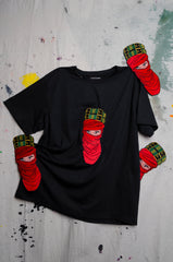 UAE 50th National Day Mystique Black T-shirt w/ Red Face Embroidery - ZAID FAROUKI