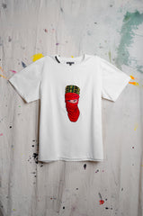 UAE 50th National Day Mystique White T-shirt w/ Red Face Embroidery - ZAID FAROUKI
