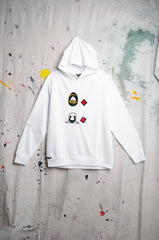 UAE 50th National Day White Hoodie w/ Emirati Man & Woman Face Embroidery - ZAID FAROUKI