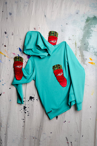 UAE 50th National Day Mystique Green Hoodie w/ Red Face Embroidery - ZAID FAROUKI