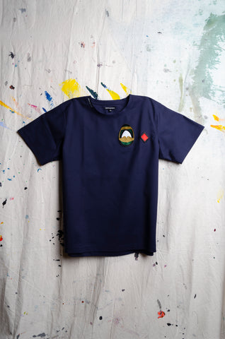 UAE 50th National Day Navy T-shirt w/ Emirati Woman Face Embroidery - ZAID FAROUKI