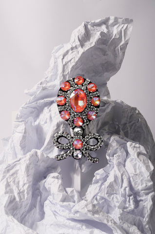 Bow Detail Coral Brooch