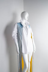 Hand Painted Blue Long Coat - ZAID FAROUKI