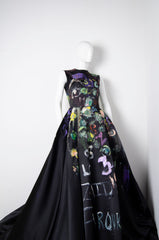 Black Handpainted Gown - ZAID FAROUKI