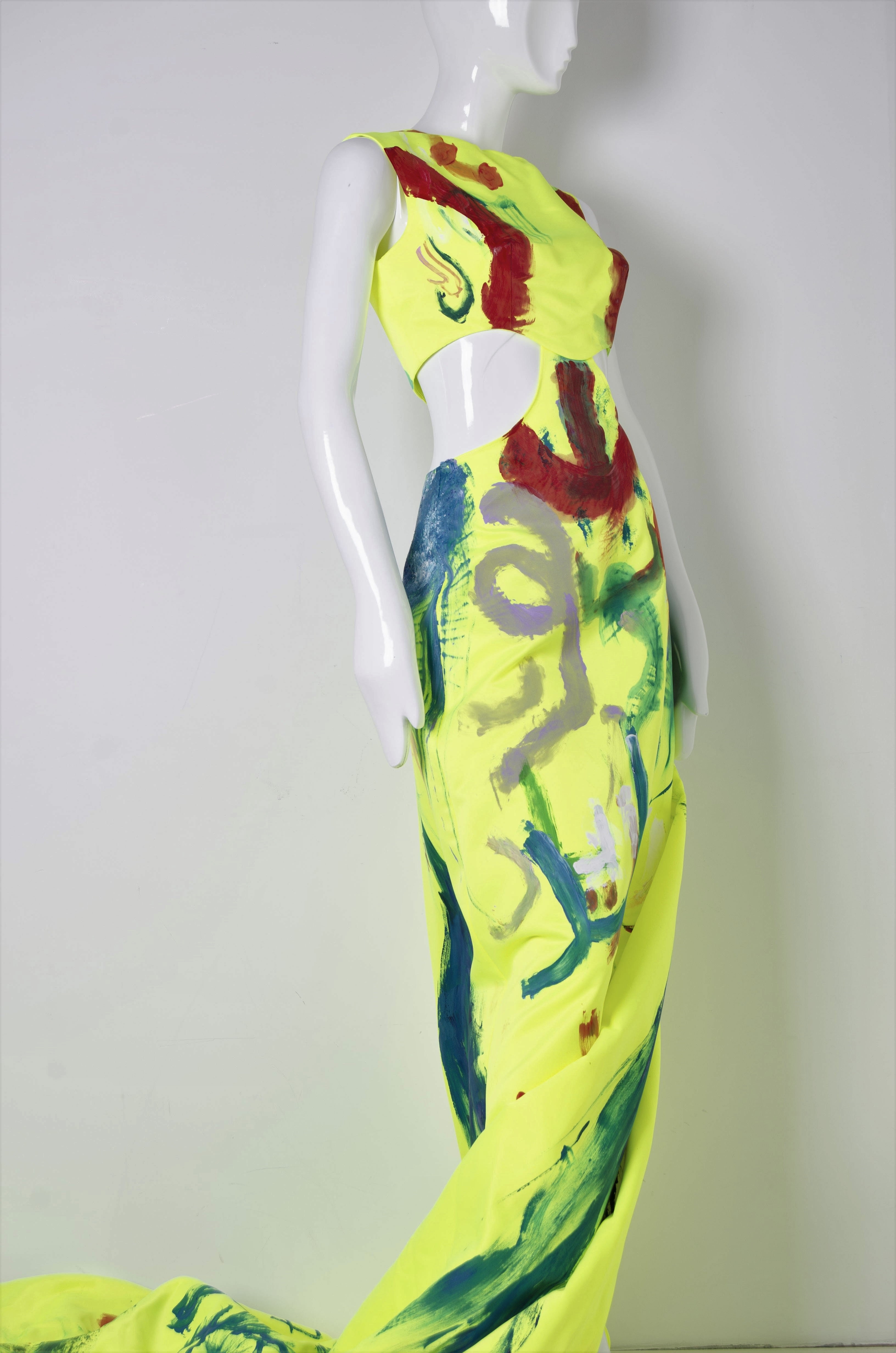 Handpainted Neon Gown - ZAID FAROUKI