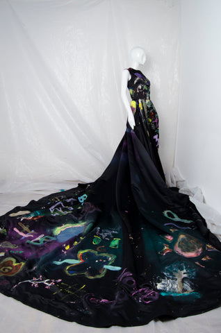 Black Handpainted Gown - ZAID FAROUKI