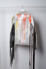 Hand Painted Fringe Denim Jacket - ZAID FAROUKI