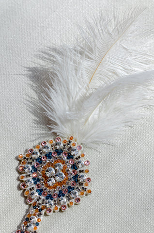 Pink Crystal Feather Brooch
