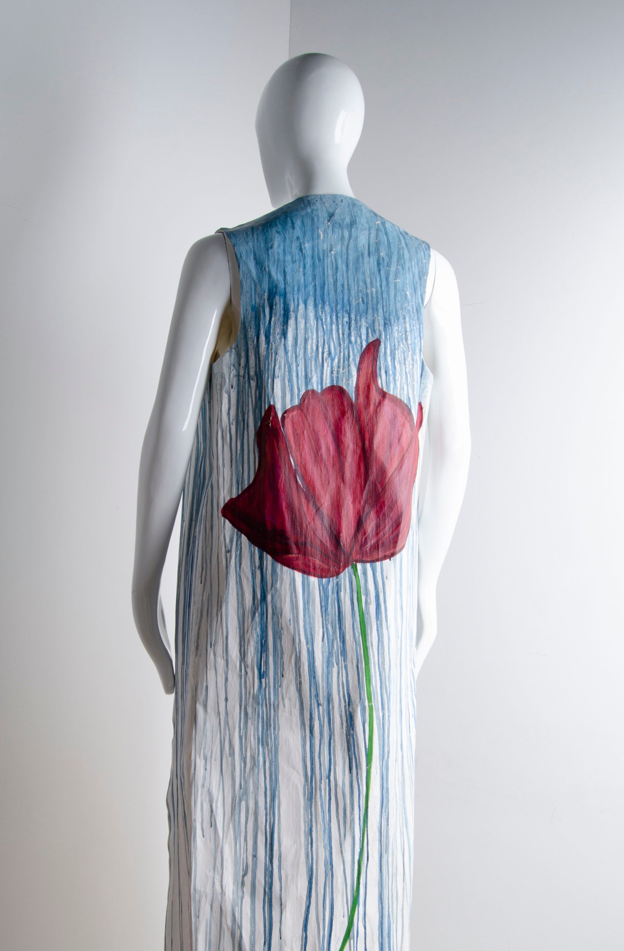 Hand Painted Blue Long Coat - ZAID FAROUKI