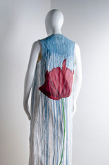 Hand Painted Blue Long Coat - ZAID FAROUKI