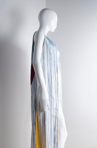 Hand Painted Blue Long Coat - ZAID FAROUKI